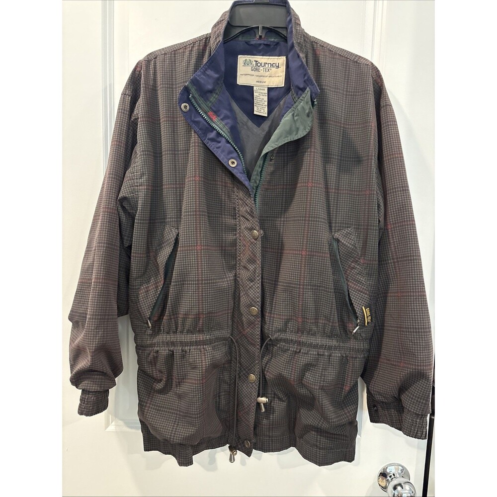 Vintage Tourney Gore-Tex Golf Jacket Ladies Medium Tartan Plaid Water Windproof